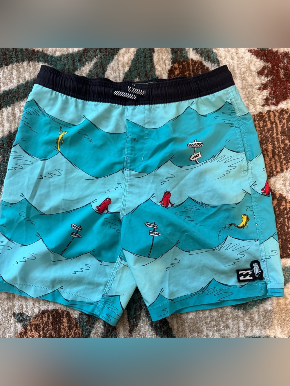Boys Billabong Dr Seuss One Fish Two Fish Swim Trunks Size Large